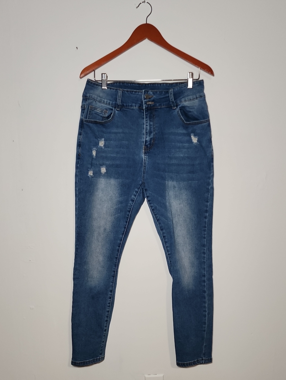 High-Rise Distressed Women’s Jeans - Blue